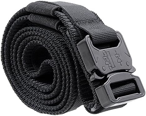 Motusamare 1000D Nylon Webbing Military Style Tactical Heavy Duty Belt, Black, Large