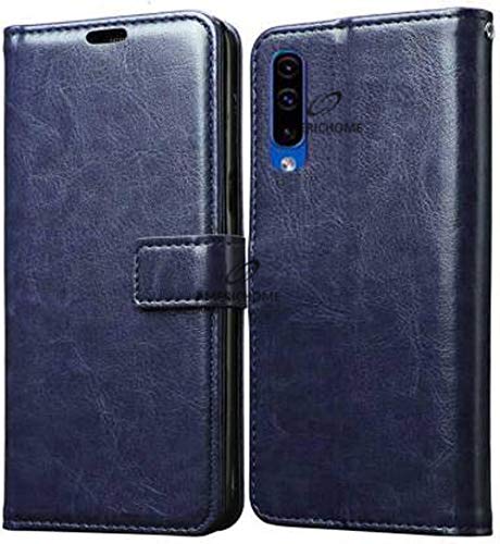 Image of Inside Rubber TPU with Card Pockets Magnetic Closure Protection Compatible with Samsung Galaxy A50,A50S,A30S (Blue)