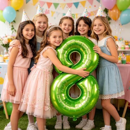 Image of 40 Inch Green Number 5 Balloon, 5th Birthday Decoration Boys Girls