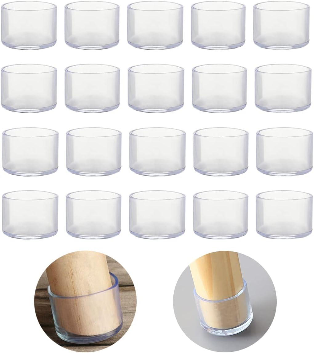 Protection pied de chaise - Transparent - 19-25mm - Lot de 24 - Feutre