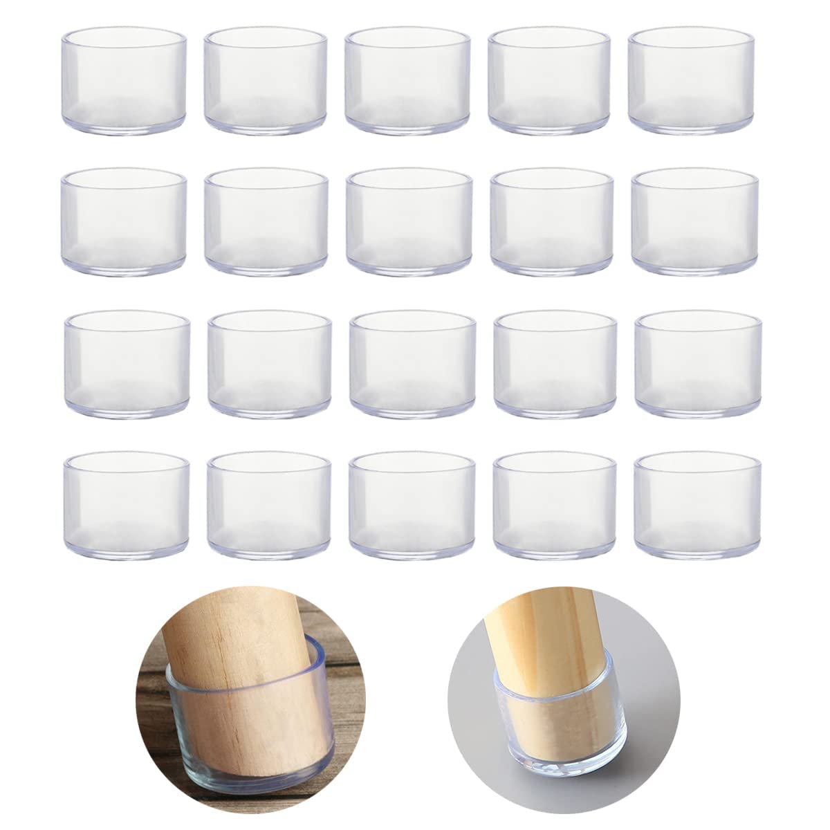 20Pcs Round 40mm Silicone Chair Leg Floor Protectors, Chair Leg Caps, Furniture Foot Protectors, Free Moving Table Leg Covers, Stool Leg caps to Prevent Hardwood Floor Scratches and Reduce Noise