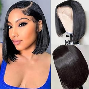 Bob Wig Human Hair 13×4 HD Lace Front Wigs 180% Density Glueless Straight Lace Frontal Bob Wigs Pre Plucked with Baby Hair Brazilian Virgin Human Hair Bob Wig for Black Women Natural Color 10inch