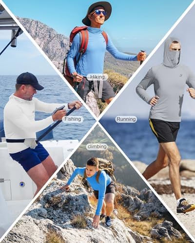 Roadbox UPF 50+ Sun Hoodie Men, Long Sleeve UV Protection Fishing Shirts with Mask, Lightweight Rash Guard for Hiking Outdoor — view 5