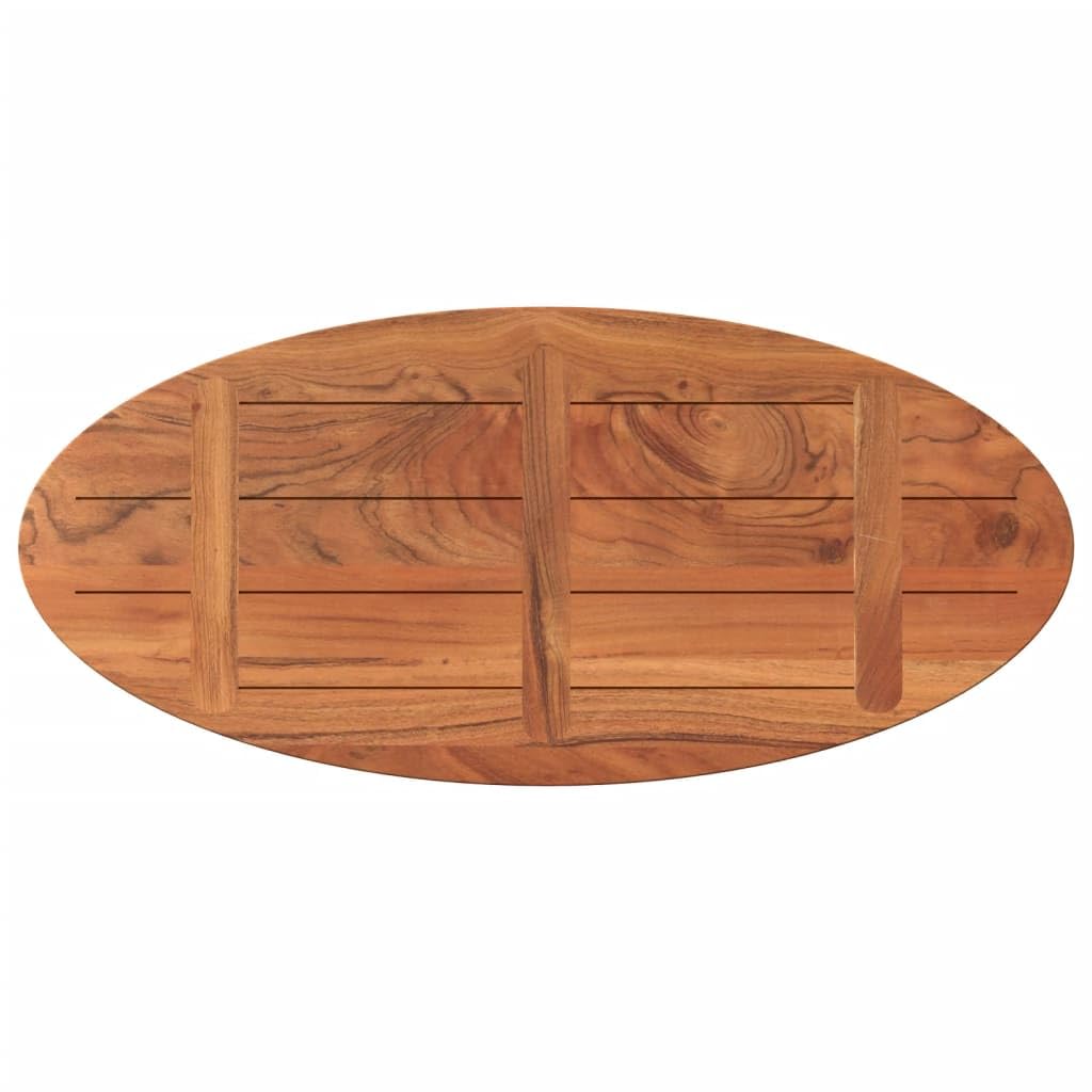 Stół owalny 120 x 50 x 2,5 cm, lite drewno akacjowe | Naturalne wykończenie, zamiennik stołu, łatwa do czyszczenia powierzchnia, rustykalny design