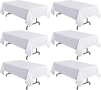 Vista 1 de sancua 6 Pack White Tablecloth 60 x 102 Inch, Rectangle Table Cloth for 6 Feet Tables - Stain and Wrinkle Resistant Washable Polyester Table Cover