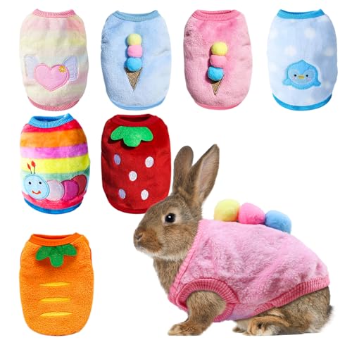 7 Pcs Bunny Clothes for Rabbits- Small Animal Guinea Pig Warm Vest Clothes