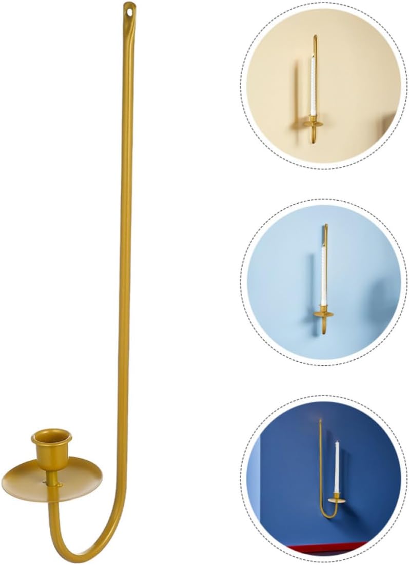 Metal Wall Mounted Candle Sconce with Gold Finish for Pillars