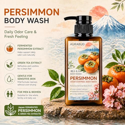 LeunDen Persimmon Body Wash for Old People Smell, Persimmon Soap Body Wash with Fermented Persimmon & Green Tea Extracts, Gentle for Sensitive & Mature Skin, 10.1 fl oz — view 2