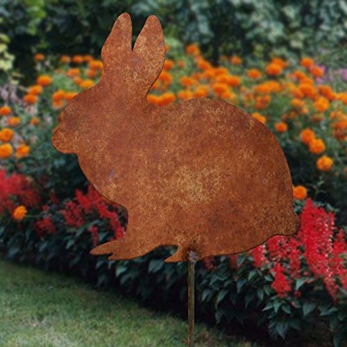 Amazon.com: Rabbit metal stake - Rusty rabbit art - Bunny garden stake ...