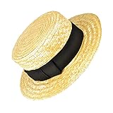  tocadosyabalorios Sombrero Canotier, 000-Natural, Paja Natural