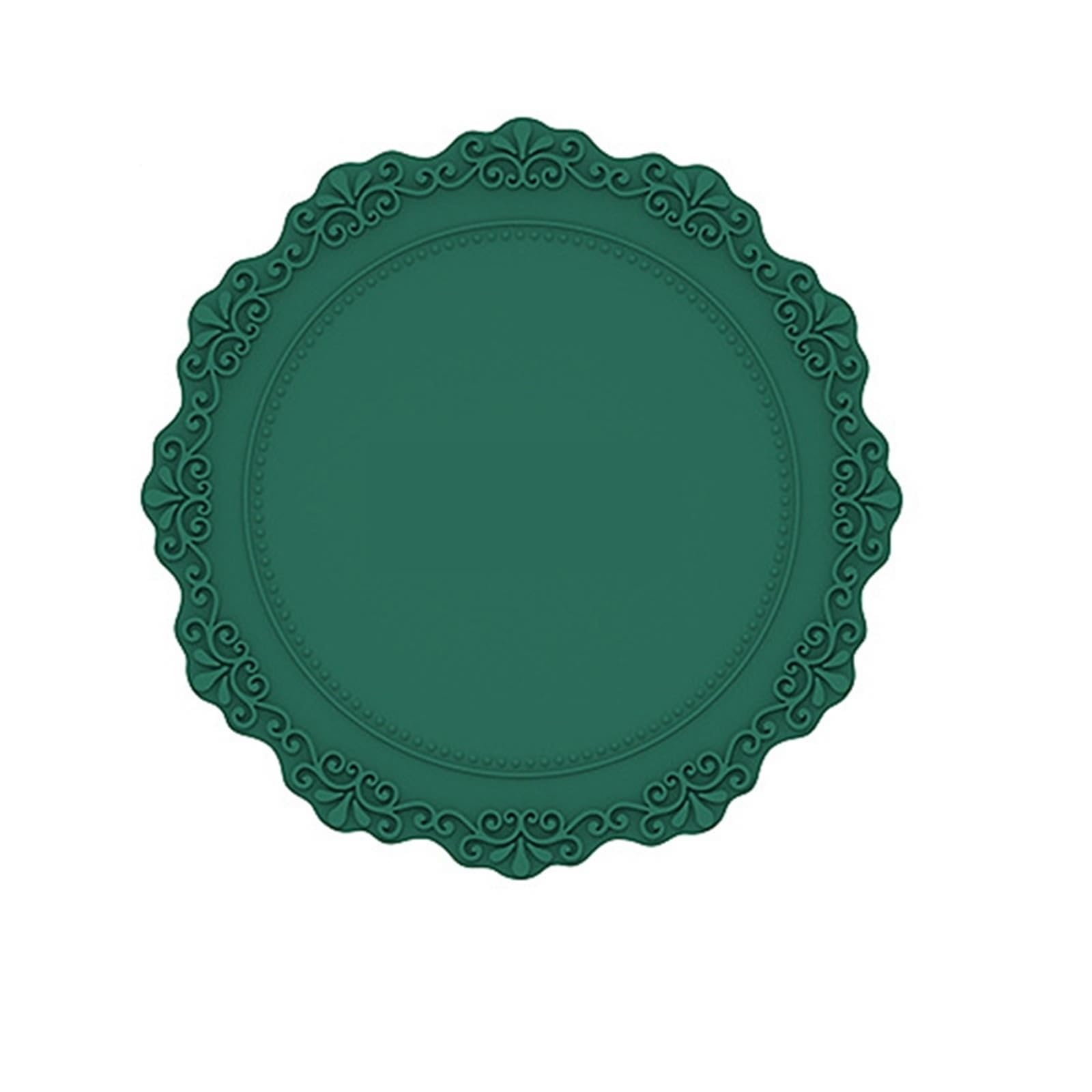 Lot de 6 sets de table vert foncé uni fleurs gaufrées 23 cm pour cuisine et salle à manger