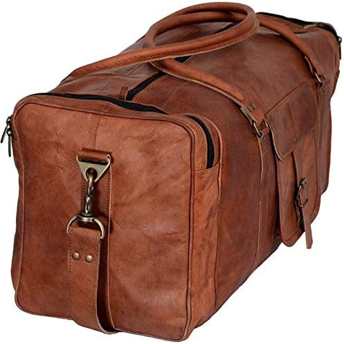 Overnight Weekend Vintage Handmade Brown Leather Travel Gym Sports Duffel Bag (20")