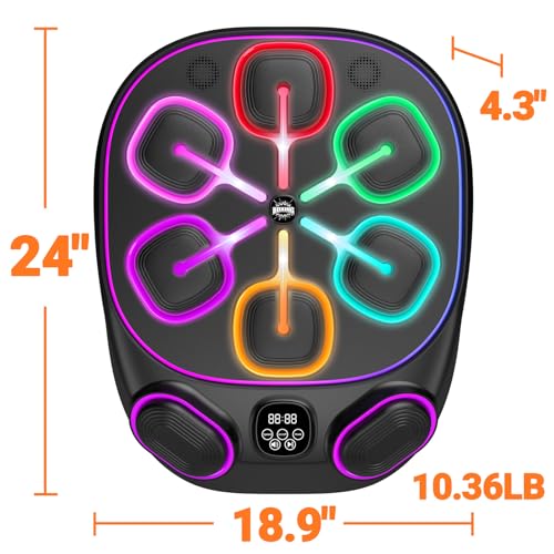 Image of OurStarry Smart Music Boxing Machine for Adults and Kids, Wall Mounted Punching Trainer with Boxing Gloves, LED Electronic Target, 9 Modes and 9 Speeds, Home Gym Workout Equipment