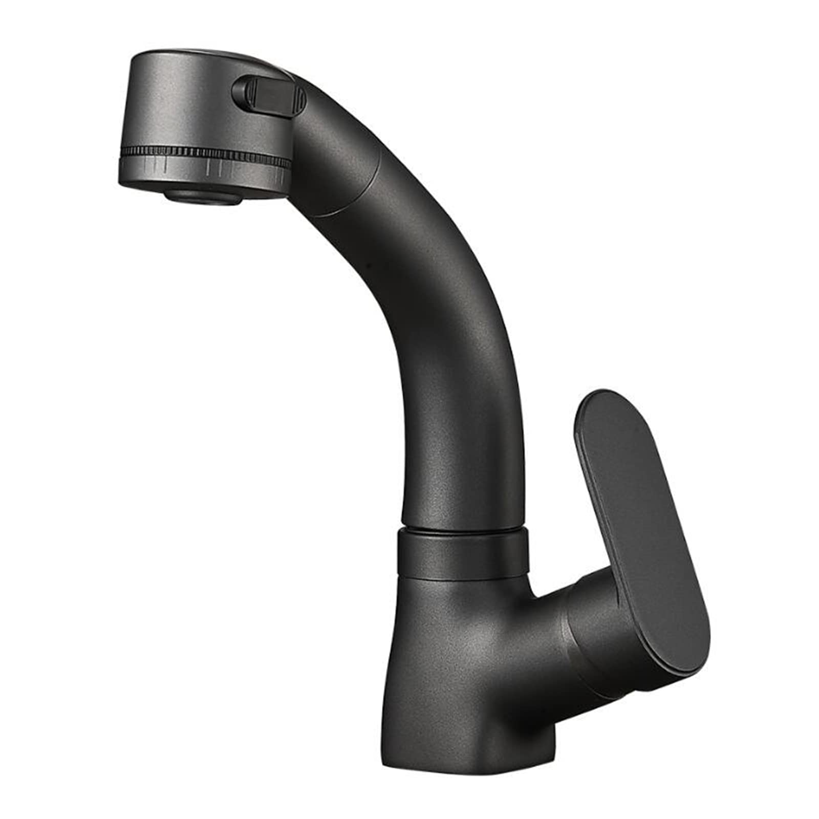 Mitigeur de lavabo avec douchette extractible gris et bec pivotant pour eau chaude et froide
