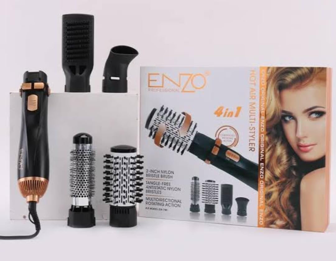 Enzo Professional EN-746 Hair Brush – Sleek Black Design for Effortless Styling & Detangling – Intl Version