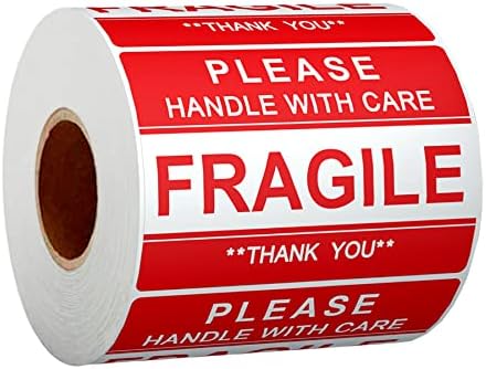 Anylabel 3" x 2" Fragile Stickers for Shipping and Moving "Please Handle with Care Fragile Thank You" Permanent Adhesive(500 Labels, 1 Roll)