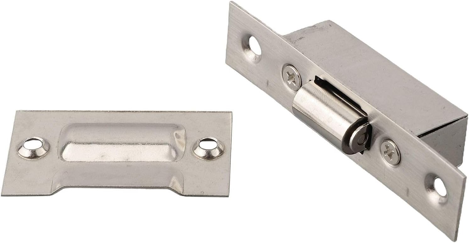 Stainless Steel Door Catch, Invisible Door Lock Mechanism with U Shaped Groove Design, Roller Catch for Wooden Doors, Top Mount for KTV Room and Hotel, Silent