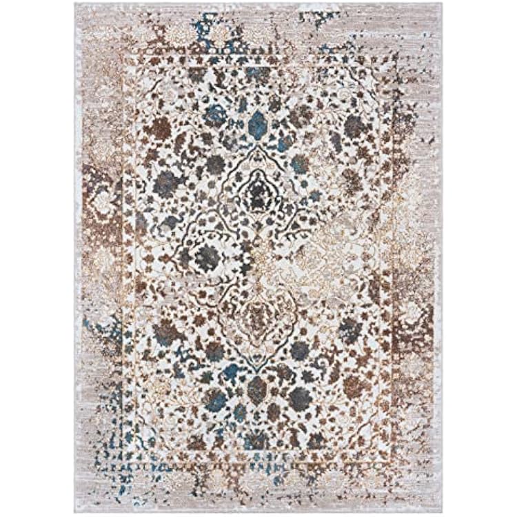 Persian-Rugs Luxe Weavers Rug 6495 Distressed Floral Area Rug