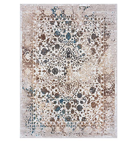Persian-Rugs Luxe Weavers Rug 6495 – Distressed Floral Area Rug #TOP1