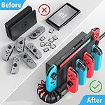 KDD Switch Controller Charging Dock Station Compatible with Nintendo Switch & OLED Model Joycons, Switch Controller Charger Dock Station with Upgraded 8 Game Storage for Nintendo Switch Joycon & Games