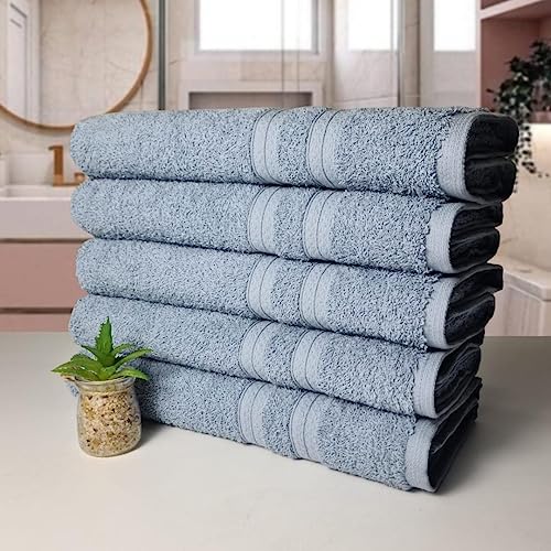 Kit 05 Toalhas de Rosto Gigante Felpuda Alta Absorção 100% Algodão 45x80cm 430g/m² Atacado - Azul Cl