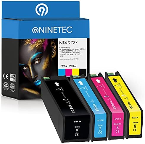 973X Cartucce d'inchiostro Compatibili per Cartuccia d'inchiostro HP 973 973X Compatibile con Stampante HP PageWide Pro 452dw 452dwt 477dn 477dw 477dwt 552dw 577dw 577z Stampante 4 pezzi