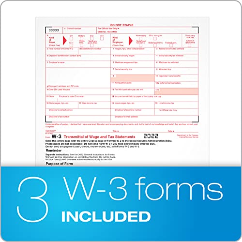 Adams W2 Forms 2022, Tax Forms Kit For 26 Employees, 6 Part W2 Tax Form Sets With Self Seal W2 Envelopes, Includes 3 W3 Forms (Txa22904-22) #TOP4