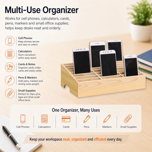 Casier pour téléphone portable en bois pour libérer l'espace de travail - 7