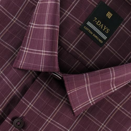 Image of 7-DAYS Men's Premium Checks Formal Shirt - Cotton Rich, Regular Fit, Full Sleeve, with Pocket, Wrinkle Resistant - Stylish Office & Everyday Wear.