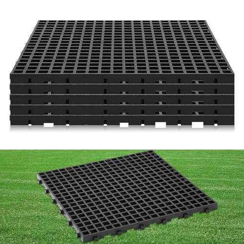Image of 5 Pcs Ground Protection Mats, Interlocking Black 23.6 x 23.6 in