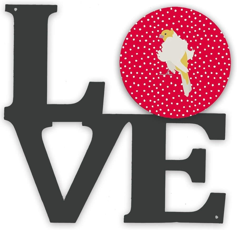 Caroline's Treasures CK5507WALV Parisian Trumpeter Canary Love Metal Wall Artwork Love, Red Indoor Outdoor Art Decor Patio, Bathroom, Kitchen Colorful Aluminum and Black Steel Sculpture