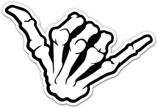 Skeleton Hand Shaka Sticker - Skeleton Shaka Surf Vinyl Decal - 3 in
