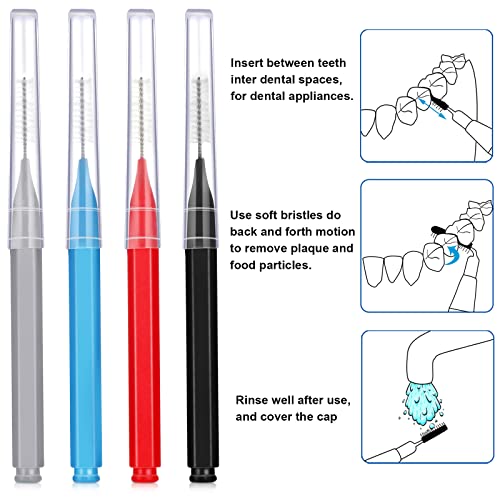 Image of Patelai 100 Pcs Braces Dental Brushes,Classic Color,Mixed Size
