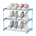 Stojak na buty do układania w stosy Półka na buty Organizer Idealne metalowe stojaki na buty do przedpokoju w salonie przedpokoju,Blue,3 floors