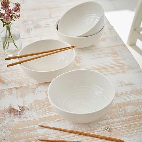 Sophie Conran for Portmeirion Noodle Bowl, Porcelain, White, 18 x 18 x 7.9 cm - Pack of 4 - Image 6