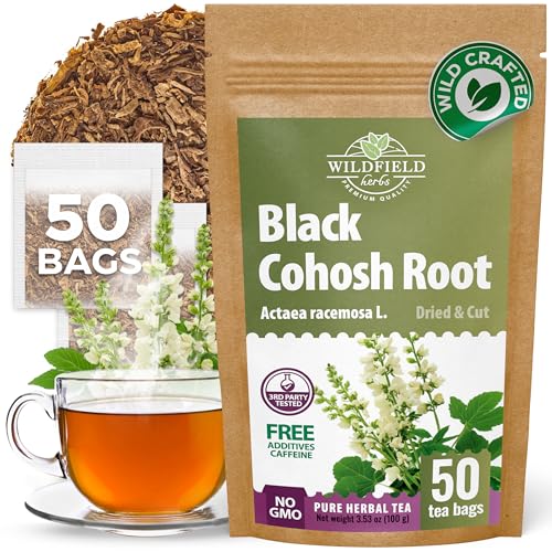Image of 50 bags Black Cohosh Tea Black Cohosh Root Herbal Tea (Actaea racemosa) - 50 Count 2 g Tea Bags Herb Tea Cohosh