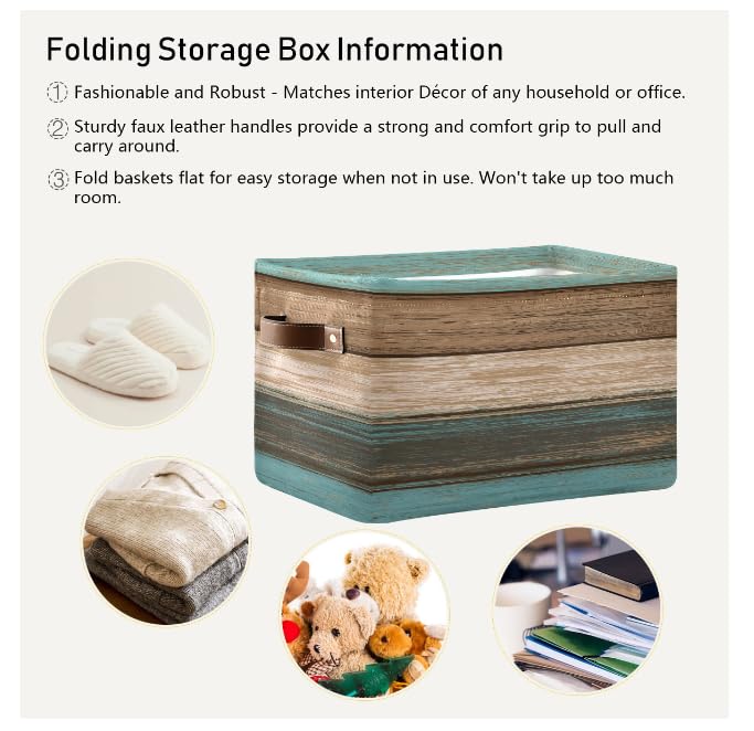 Cesta de almacenamiento rectangular con estampado de madera, cestas organizadoras para ropa, regalos para el hogar, oficina, dormitorio