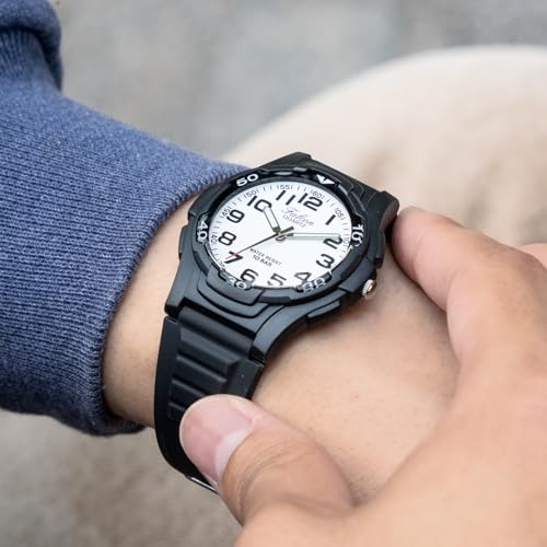 Image of Citizen Q&Q VP84J851 Men's Wristwatch, Analog, Waterproof, Urethane Strap, White, multicolor (black / white), watch