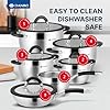 Daniks Orlando 11-Piece Stainless Steel Cookware Set with Glass Lids, Includes Saucepan and Frying Pan, Tri-Ply Bases for Even Heating, Induction Compatible, Dishwasher Safe, Heatproof Handles #1