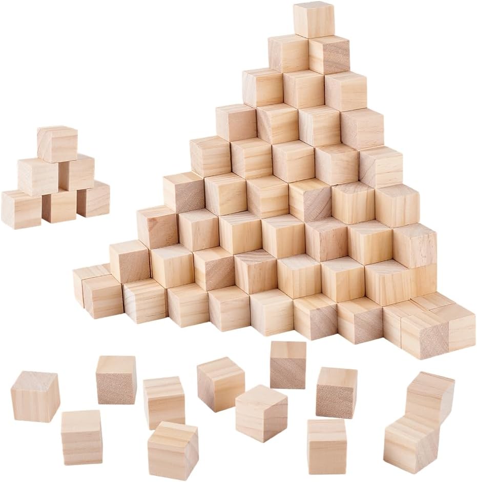 arricraft 350 Pcs 1 Inch Wooden Cubes, Natural Solid Unfinished Wood Blocks for Painting Decorating Craft Carving Shower Blocks to Decorate DIY Projects
