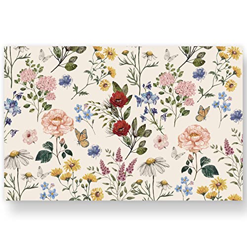 Anydesign 50 Pack Floral Paper Place Mats Disposable Vintage Wild Flower Placemat 11 X 17 Inch Flower Butterfly Decorative Paper Table Mats For Kitchen Dinner Table Setting Party Supplies #TOP11