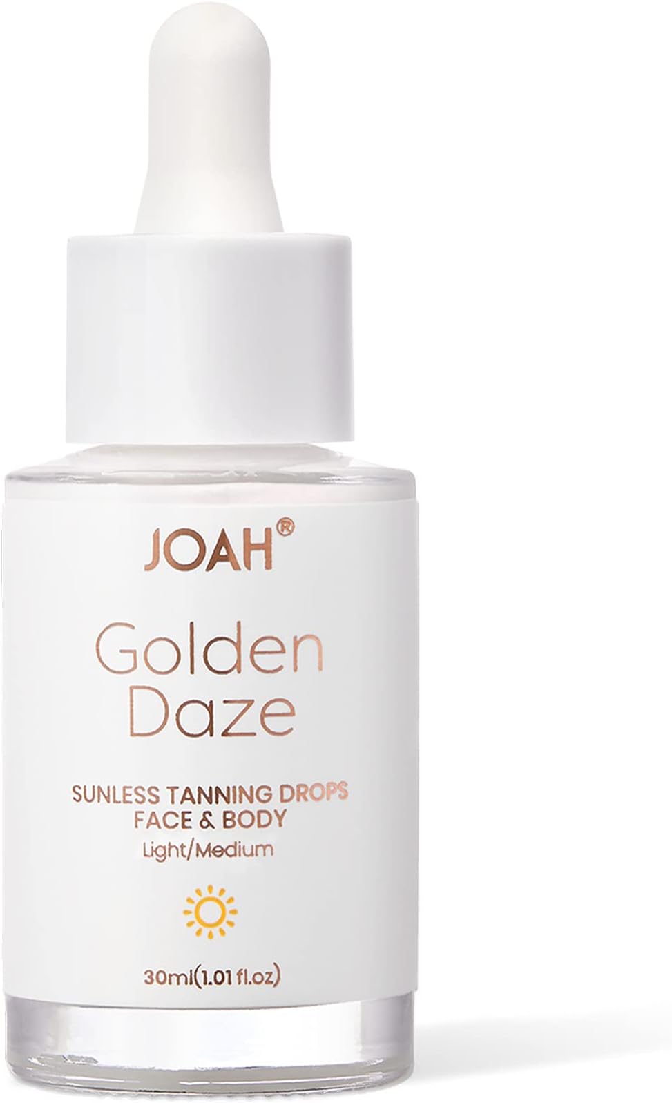 JOAH Self Tanner, Sun & Seoul Golden Daze Sunless Tanning Drops, Moisturizing Self Tanning for Face & Body, Vegan & Cruelty-Free, Light/Medium, 30ml (1.01 Fl. oz.)
