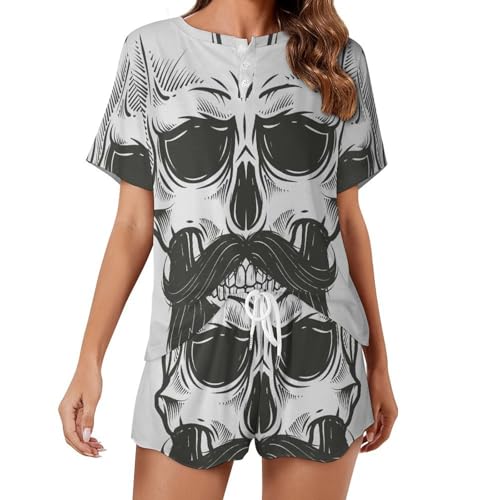 Pyjama pour femme ensemble léger Crâne Barbu vêtement de nuit respirant