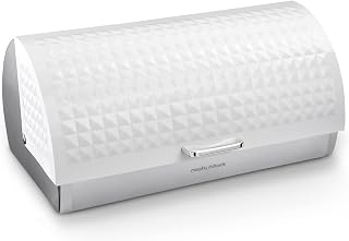 Morphy Richards 978051 Dimensions Roll Top Bread Bin with Stainless Steel Body, White , Large