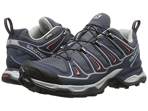 Salomon Women's X Ultra 2 GTX W Hiking Shoe, Grey Denim/Deep Blue/Melon Bloom, 7.5 M US