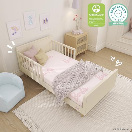 Image of Evolur Barbie Chasing Dreams GREENGUARD Gold & BSA Certified Crib and Toddler Mattress, Dual-Sided Infant & Toddler Support Water-Resistant & Flame-Retardant - Pink