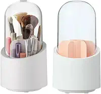 Organizador de Pincéis Para Maquiagem Com Tampa Porta Pincel Lapis Rimel Giratorio