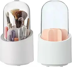 Organizador de Pincéis Para Maquiagem Com Tampa Porta Pincel Lapis Rimel Giratorio