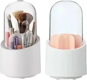 Organizador de Pincéis Para Maquiagem Com Tampa Porta Pincel Lapis Rimel Giratorio