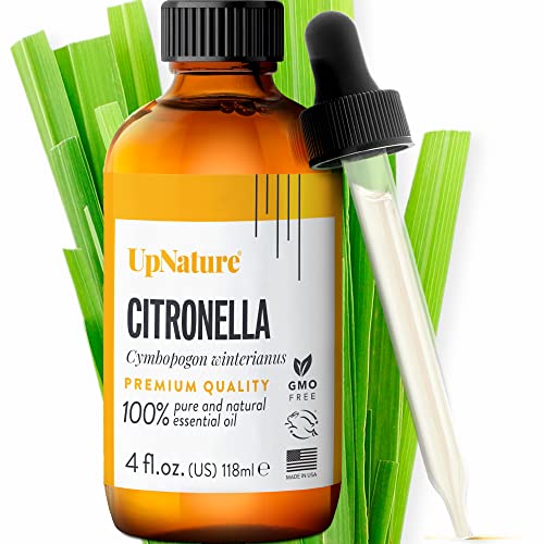 UpNature Citronella Essential Oil - 100% Natural & Pure, Undiluted, Premium Quality Aromatherapy Oil- Keeps Insects and Mosquitos Away Naturally - Treat Fevers & Headaches, 4oz